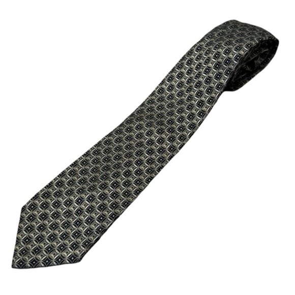 Joseph & Feiss 100% silk tie with an olive green, black and gold design - Picture 2 of 6